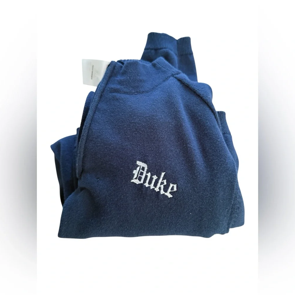 Adidas Duke men’s 1/4 zip navy blue cotton sweater size small